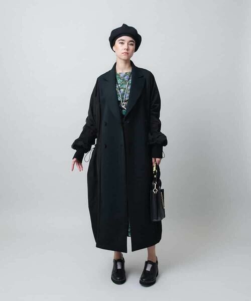 HIROKO KOSHINO / ヒロココシノ その他アウター | 異素材切り替えドロストコート/日本製 | 詳細13