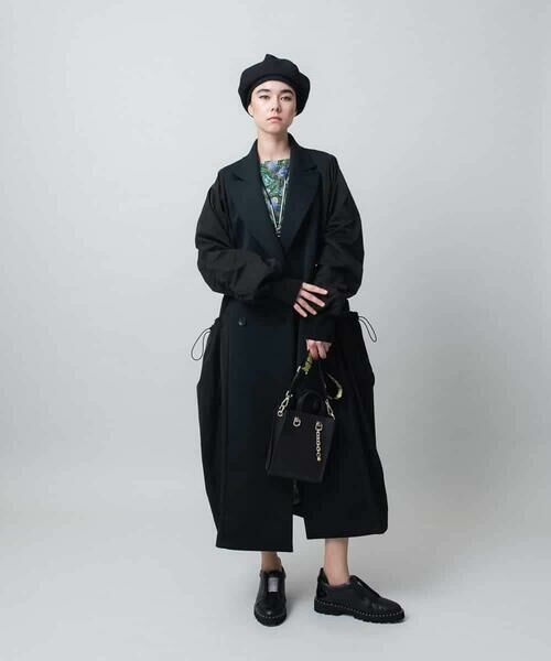 HIROKO KOSHINO / ヒロココシノ その他アウター | 異素材切り替えドロストコート/日本製 | 詳細14