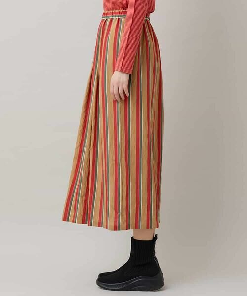 HIROKO KOSHINO / ヒロココシノ ロング・マキシ丈スカート | ストライプスデザインタックギャザースカート /洗える | 詳細1