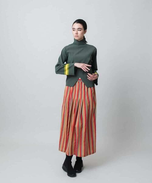 HIROKO KOSHINO / ヒロココシノ ロング・マキシ丈スカート | ストライプスデザインタックギャザースカート /洗える | 詳細10