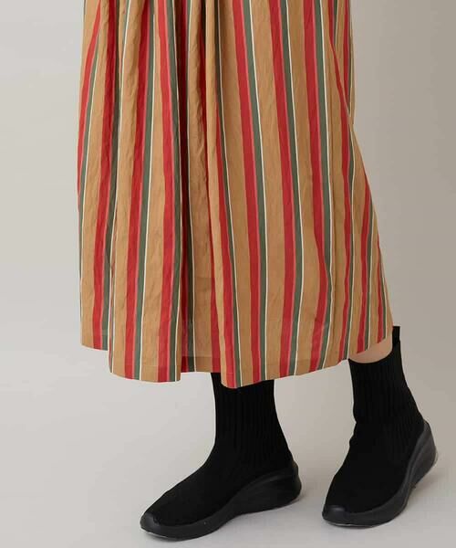 HIROKO KOSHINO / ヒロココシノ ロング・マキシ丈スカート | ストライプスデザインタックギャザースカート /洗える | 詳細7