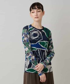 HIROKO KOSHINO / ヒロココシノ カットソー | アートプリントチュールカットソー/日本製/洗える