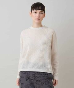 HIROKO KOSHINO / ヒロココシノ カットソー | ケーブル編柄エンボスデザインプルオーバー/洗える