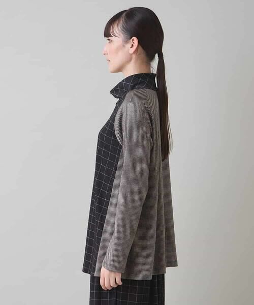 HIROKO KOSHINO / ヒロココシノ カットソー | ミックスパターンハイネックカットソー/日本製/洗える | 詳細1