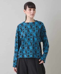 HIROKO KOSHINO / ヒロココシノ ニット・セーター | HKフラワーロゴジャカードニットプルオーバー/日本製