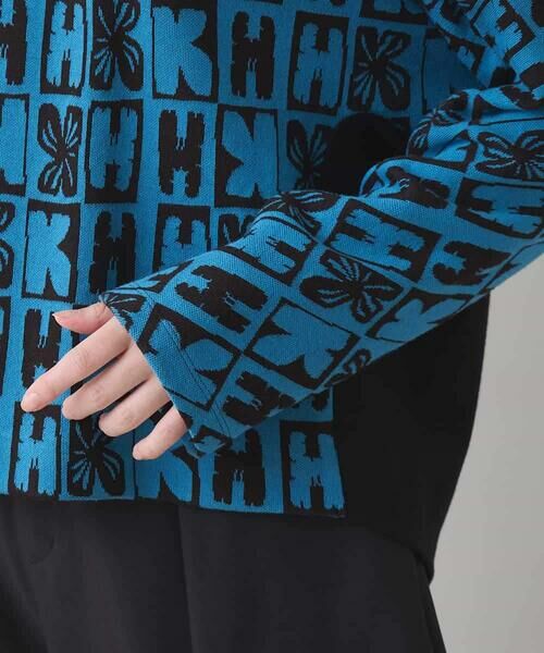 HIROKO KOSHINO / ヒロココシノ ニット・セーター | HKフラワーロゴジャカードニットプルオーバー/日本製 | 詳細5