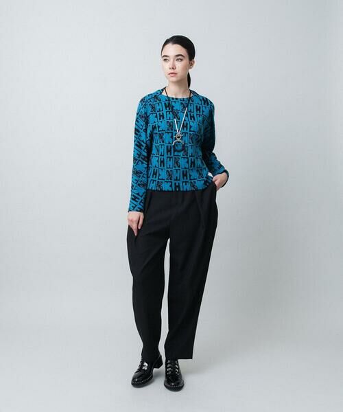 HIROKO KOSHINO / ヒロココシノ ニット・セーター | HKフラワーロゴジャカードニットプルオーバー/日本製 | 詳細8