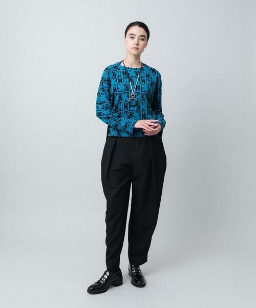 HIROKO KOSHINO / ヒロココシノ ニット・セーター | HKフラワーロゴジャカードニットプルオーバー/日本製 | 詳細9