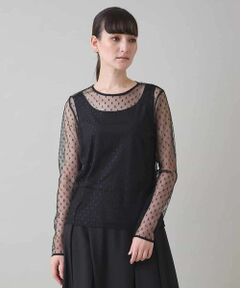 HIROKO KOSHINO / ヒロココシノ カットソー | ドットチュールインナーカットソー/日本製/洗える