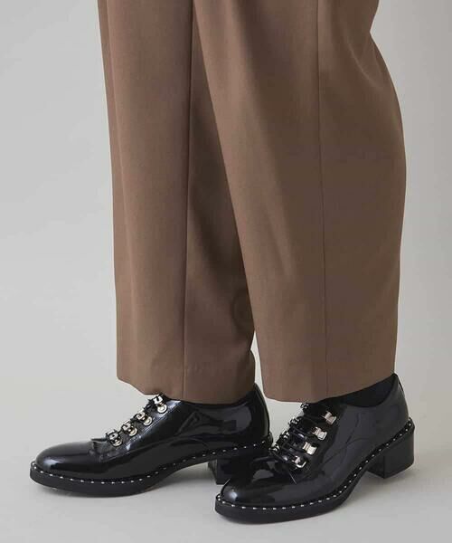 HIROKO KOSHINO / ヒロココシノ チノ・ワークパンツ | フロントタックワイドテーパードパンツ/日本製/洗える | 詳細6