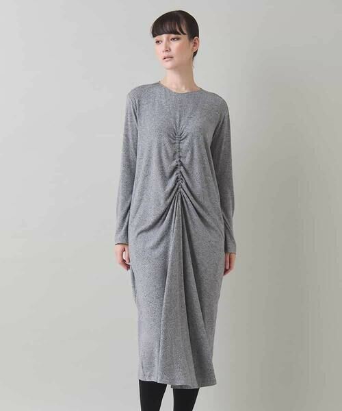 HIROKO KOSHINO / ヒロココシノ ロング・マキシ丈ワンピース | ギャザーアクセントジャージーワンピース/日本製/洗える | 詳細1