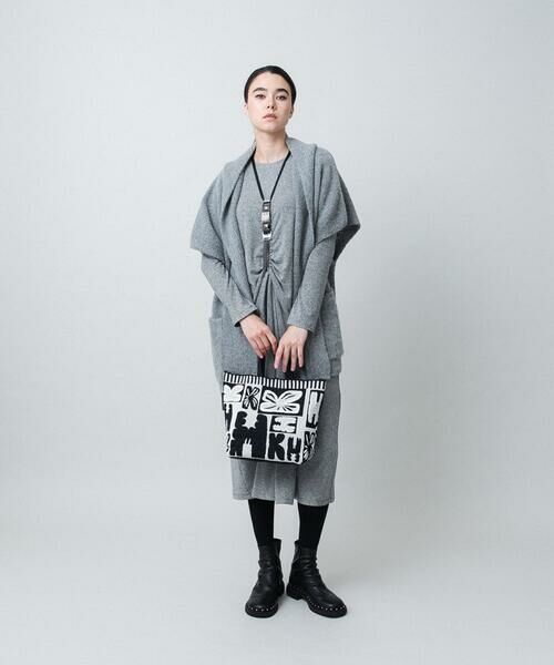 HIROKO KOSHINO / ヒロココシノ ロング・マキシ丈ワンピース | ギャザーアクセントジャージーワンピース/日本製/洗える | 詳細12