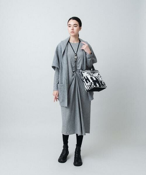 HIROKO KOSHINO / ヒロココシノ ロング・マキシ丈ワンピース | ギャザーアクセントジャージーワンピース/日本製/洗える | 詳細13