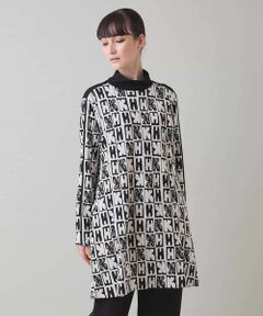 HKフラワーロゴジャカードニットチュニック/日本製