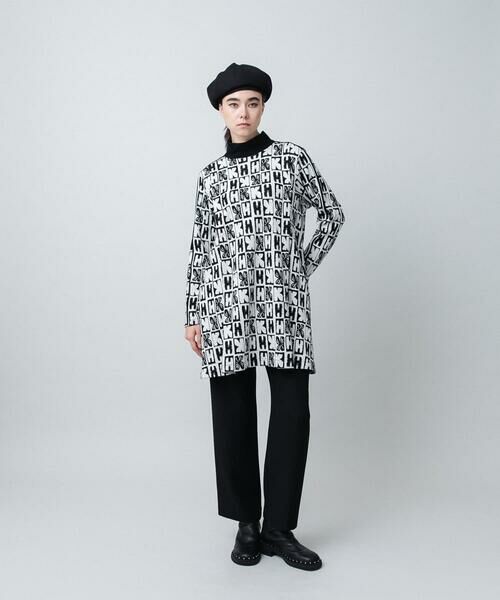 HIROKO KOSHINO / ヒロココシノ チュニック | HKフラワーロゴジャカードニットチュニック/日本製 | 詳細10