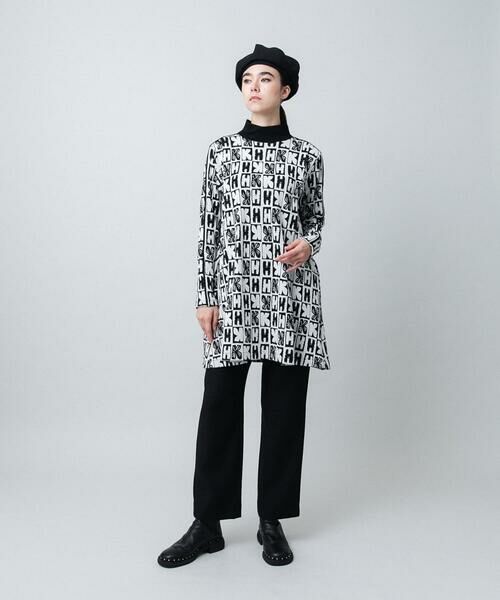 HIROKO KOSHINO / ヒロココシノ チュニック | HKフラワーロゴジャカードニットチュニック/日本製 | 詳細9