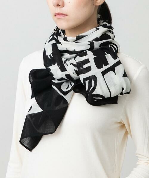 HIROKO KOSHINO/ヒロココシノ HKイニシャルストール アイボリー M HIROKO KOSHINO/ヒロココシノ HKイニシャルストール アイボリー M