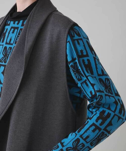 HIROKO KOSHINO / ヒロココシノ ベスト | カーブカラーデザインジレ/日本製/洗える | 詳細5