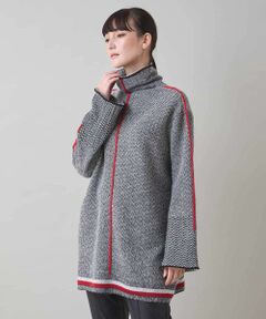 HIROKO KOSHINO / ヒロココシノ ニット・セーター | ヘリンボーンハイネックニットプルオーバー