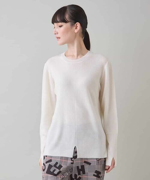 HIROKO KOSHINO / ヒロココシノ ニット・セーター | ウールニットプルオーバー(アイボリー)