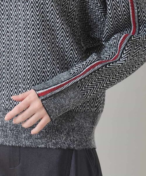 HIROKO KOSHINO / ヒロココシノ ニット・セーター | ヘリンボーンボートネックニットプルオーバー | 詳細5