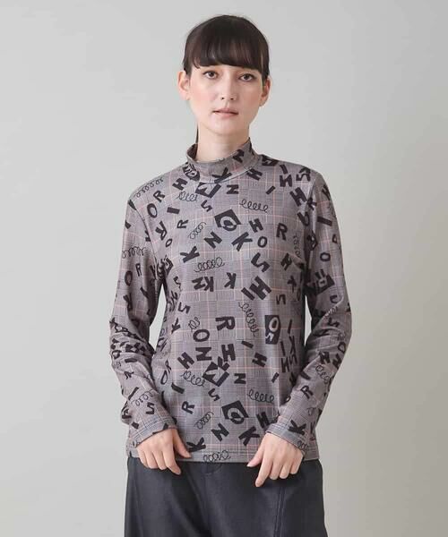 HIROKO KOSHINO/ヒロココシノ ロゴモチーフチェック柄インナー/洗える グレー M