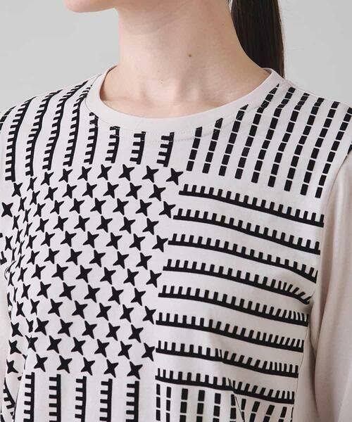 HIROKO KOSHINO / ヒロココシノ カットソー | 幾何チェック柄フロッキーインナー/日本製/洗える | 詳細3