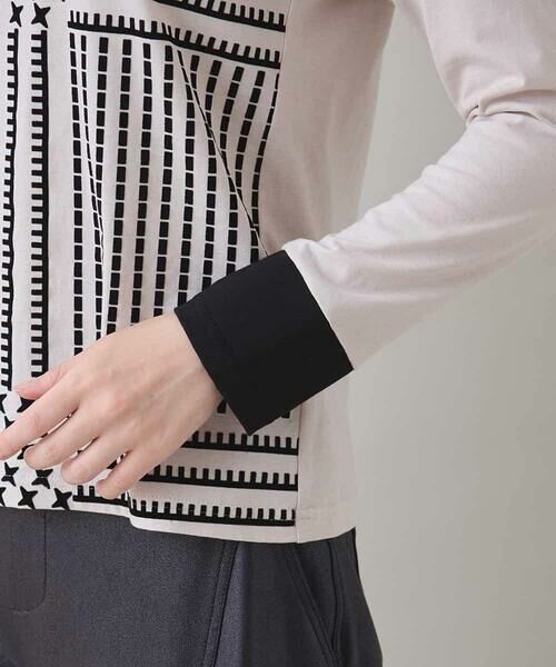 HIROKO KOSHINO / ヒロココシノ カットソー | 幾何チェック柄フロッキーインナー/日本製/洗える | 詳細5