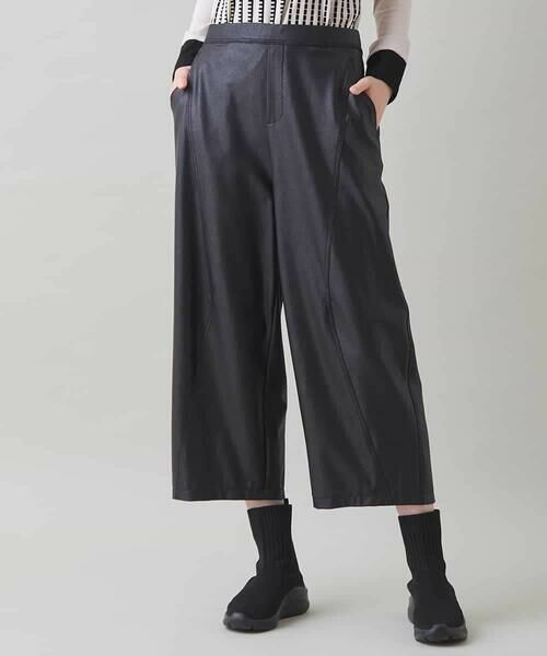 HIROKO KOSHINO / ヒロココシノ その他パンツ | レザーライクワイドパンツ/洗える(ブラック)