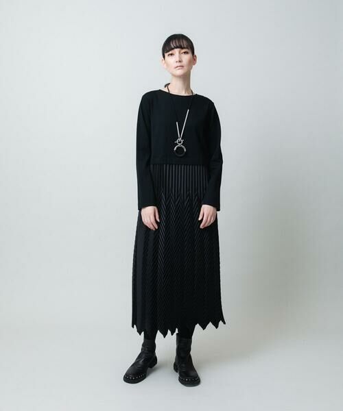 HIROKO KOSHINO / ヒロココシノ ロング・マキシ丈ワンピース | サテンプリーツ切り替えデザインワンピース/洗える | 詳細11