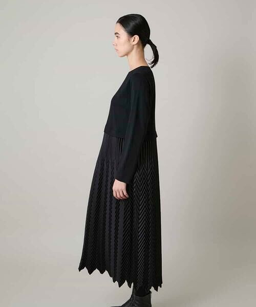 HIROKO KOSHINO / ヒロココシノ ロング・マキシ丈ワンピース | サテンプリーツ切り替えデザインワンピース/洗える | 詳細2