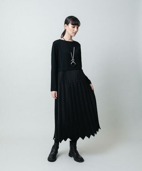 HIROKO KOSHINO / ヒロココシノ ロング・マキシ丈ワンピース | サテンプリーツ切り替えデザインワンピース/洗える | 詳細9