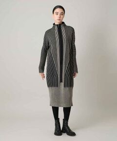 HIROKO KOSHINO / ヒロココシノ ロング・マキシ丈ワンピース | 立体ストライプデザインニットワンピース /日本製