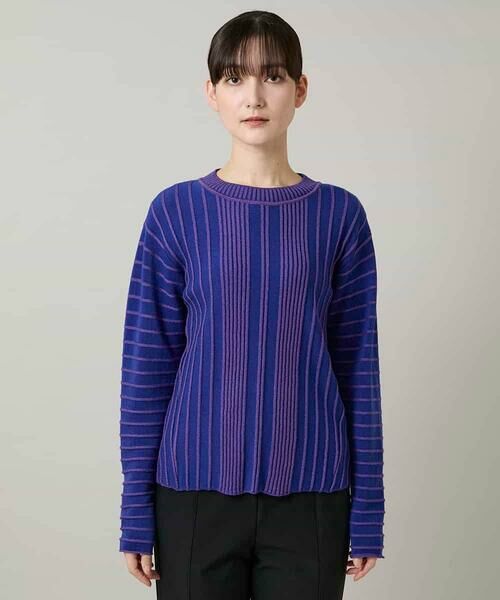 HIROKO KOSHINO / ヒロココシノ ニット・セーター | 立体ストライプニットプルオーバー/日本製 | 詳細1