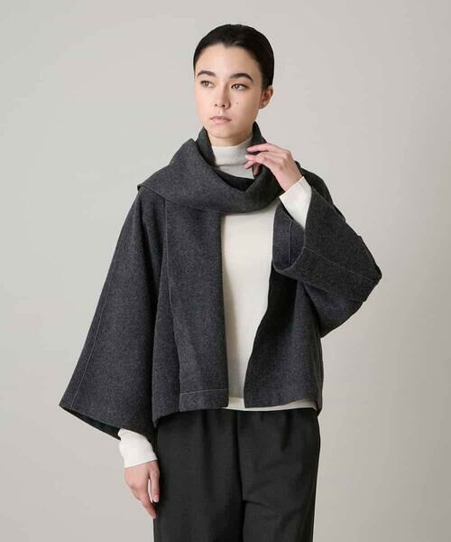 HIROKO KOSHINO / ヒロココシノ その他アウター | ストールカラーデザインショートコート /日本製 | 詳細1