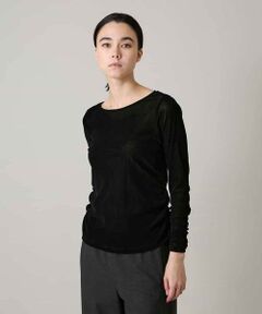 HIROKO KOSHINO / ヒロココシノ カットソー | フロッキーチュールギャザーポイントカットソー/日本製/洗える