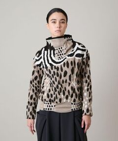 HIROKO KOSHINO / ヒロココシノ ニット・セーター | 膨れジャカードデザインニットプルオーバー/日本製