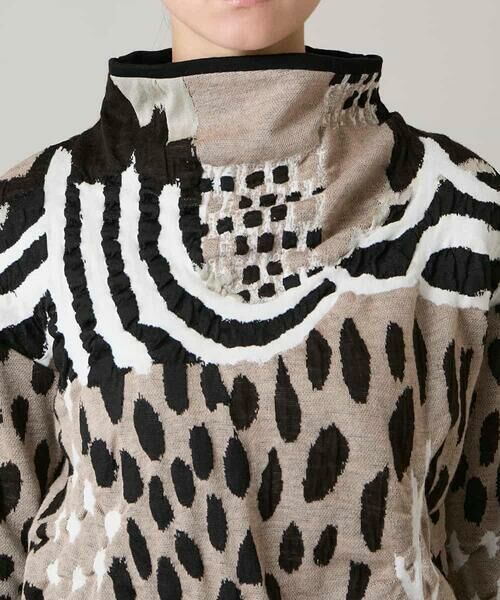 HIROKO KOSHINO / ヒロココシノ ニット・セーター | 膨れジャカードデザインニットプルオーバー/日本製 | 詳細3