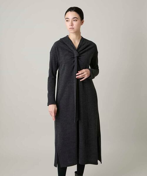 HIROKO KOSHINO / ヒロココシノ ロング・マキシ丈ワンピース | タイディテールウールジャージーワンピース /日本製 | 詳細1