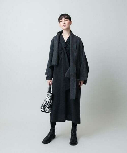 HIROKO KOSHINO / ヒロココシノ ロング・マキシ丈ワンピース | タイディテールウールジャージーワンピース /日本製 | 詳細12