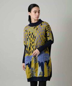 HIROKO KOSHINO / ヒロココシノ チュニック | 膨れジャカードデザインニットチュニック/日本製