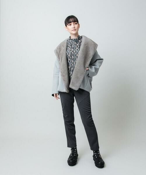 HIROKO KOSHINO / ヒロココシノ チノ・ワークパンツ | ギャザーアクセント切り替えデザインパンツ/日本製/洗える | 詳細9