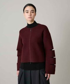 HIROKO KOSHINO / ヒロココシノ ノーカラージャケット | スラッシュデザインニットジャケット