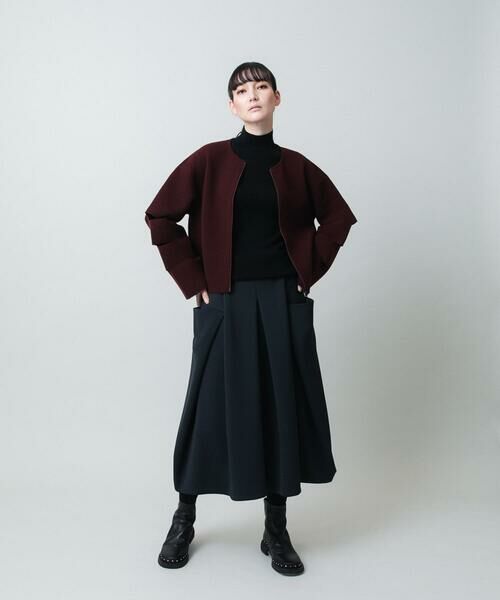 HIROKO KOSHINO / ヒロココシノ ノーカラージャケット | スラッシュデザインニットジャケット | 詳細12