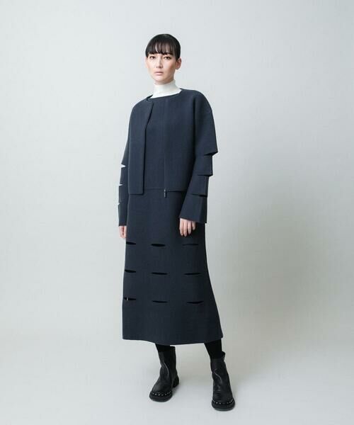 HIROKO KOSHINO / ヒロココシノ ノーカラージャケット | スラッシュデザインニットジャケット | 詳細13