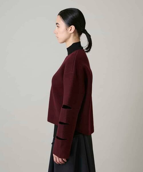 HIROKO KOSHINO / ヒロココシノ ノーカラージャケット | スラッシュデザインニットジャケット | 詳細2