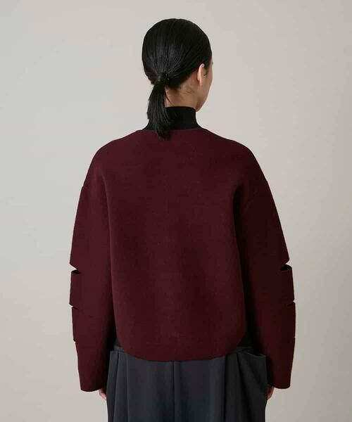 HIROKO KOSHINO / ヒロココシノ ノーカラージャケット | スラッシュデザインニットジャケット | 詳細3