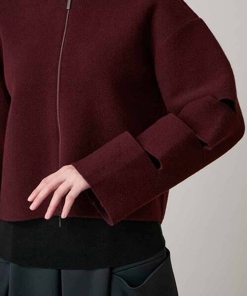 HIROKO KOSHINO / ヒロココシノ ノーカラージャケット | スラッシュデザインニットジャケット | 詳細6