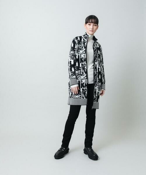 HIROKO KOSHINO / ヒロココシノ カーディガン・ボレロ | フラワーロゴジャカードジップカーディガン/日本製 | 詳細12