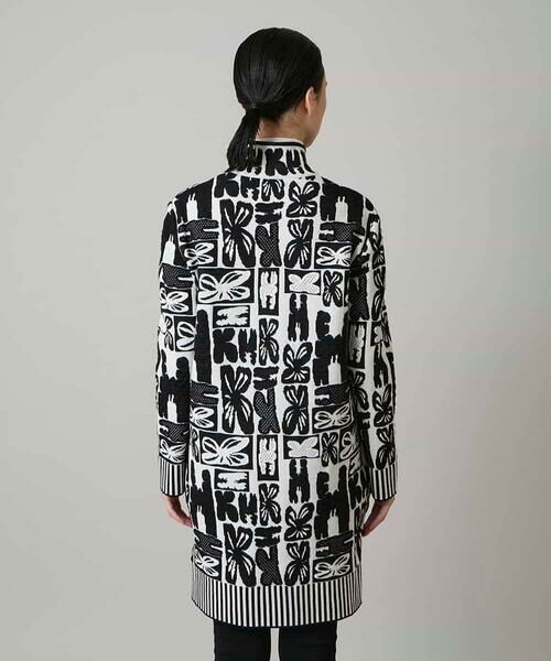 HIROKO KOSHINO / ヒロココシノ カーディガン・ボレロ | フラワーロゴジャカードジップカーディガン/日本製 | 詳細3